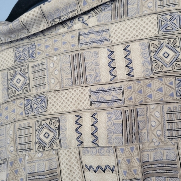 Joseph & Feiss Printed Silk Shirt Size 2X Cream - Picture 4 of 10